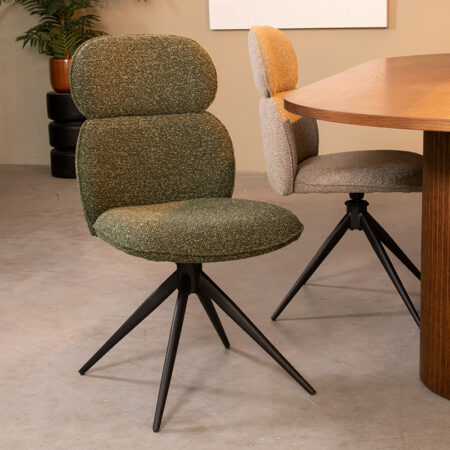 LABEL51 Eetkamerstoel Finn - Forest - Royal Boucle - Zwart Metalen Frame