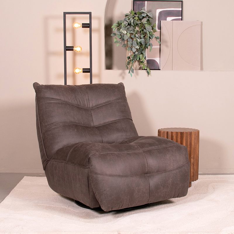 LABEL51 Fauteuil Powernap Station - Antraciet - Micro Suede - One Size